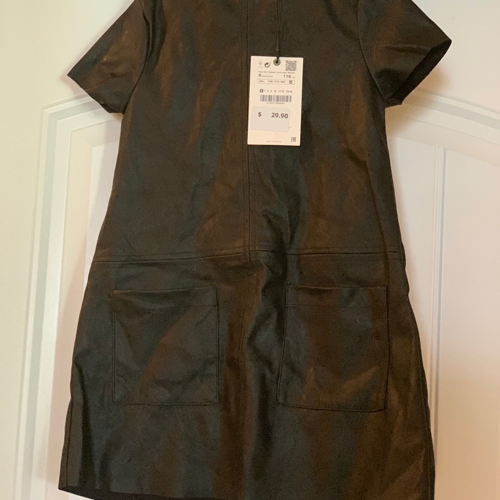 Zara Girls' Faux Leather Dress sz6